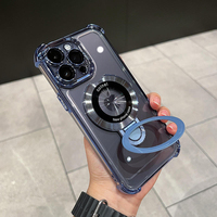 Funda Magnética de TPU con Revestimiento de Lujo, Soporte Metálico, Antigolpes, Transparente, con Protector de Cámara para iPhone 18 17 16