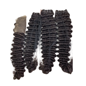 Factory Price Deep Wave Human <b>Hair</b> Bundles Natural Black Thick Full Weft No Shedding No Tangle <b>Hair</b> <b>Extensions</b> for Africa Market - Product Image 1