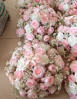 Boule de fleurs artificielles roses C-718 de 30 cm, 40 cm, 50 cm avec verdure pour décoration de table de mariage et événements festifs