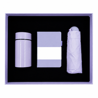 Ensemble cadeau d'affaires avec carnet A6, tasse isotherme de 200 ml et parapluie pliable pour personnalisation de marque