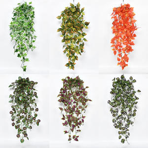 พืชใบไม้เลื้อยเทียมขนาด 100 ซม. สำหรับตกแต่งแขวนเพดาน 20 แบบ <span class=keywords><strong>ใบ</strong></span>ไม้ประดับผนัง พุธอสสำหรับตกแต่งผนังบ้าน ห้อง ระเบียง - Product Image 1