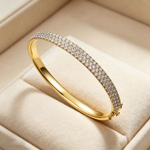 CUSTOM 10K/14K/18K SOLID GOLD LAB GROWN CVD IGI/HPHT Round BRILLIANT CUT DIAMOND CLASSIC ENGAGEMENT PARTY <b>BANGLE</b> for <b>MEN</b> & WOMEN - Product Image 4