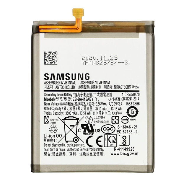 EB-BA415ABY for A41 2020 A415F Charging Port Battery 3410mAh Li-ion Replacement