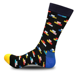 Chaussettes ras du cou pour hommes en coton peigné respirant, motif blocs de couleur Pixel Building Block, idéales pour le travail et les loisirs - Product Image 5