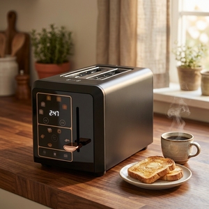 2 Slice Smart Touch Control <strong>Toaster</strong>, <strong>Black</strong> &amp; Rose <strong>Gold</strong> Digital LCD Display <strong>Toaster</strong>, 12 Preset Menu Breakfast Bread Bagel <strong>Toaster</strong> - Product Image 6