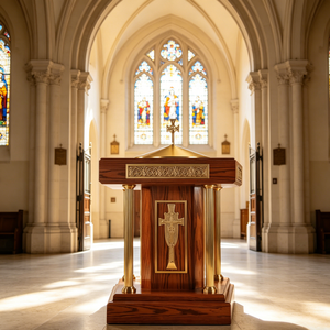 Vintage Solid Wood Baptismal Font Holy for Christening Service Religious Ceremony Mission <strong>Church</strong> - Product Image 2