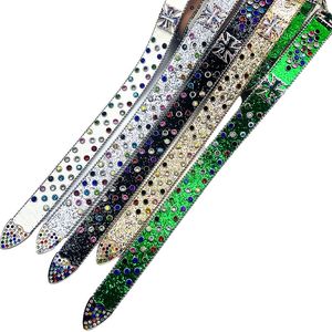 Pabrik langsung dapat disesuaikan 38mm Aksesori Barat berlian imitasi sabuk perhiasan kulit asli gesper paduan dapat disesuaikan sabuk PU - Product Image 4