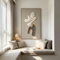 Art mural abstrait moderne de luxe 3D fait main en MDF et plastique avec éclairage LED gris, finition personnalisée, à suspendre pour hôtel ou bureau