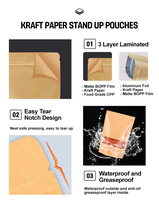 Sachet D'Emballage Alimentaire en Papier Kraft Recyclable, Refermable, avec Fenêtre, Type Doypack, Fermeture Zippée, Scellé, pour Café et Thé