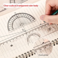 Ensemble de règles en plastique à quatre pièces pour les examens de l'école primaire, outils de dessin et de mesure, rapporteur, règle triangulaire 20 cm