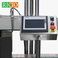 Machine d'étiquetage latéral automatique électrique verticale RICIO à double tête pour emballages carrés plats, jus et métal, avec servomoteur et PLC, auto-adhésive avant et arrière