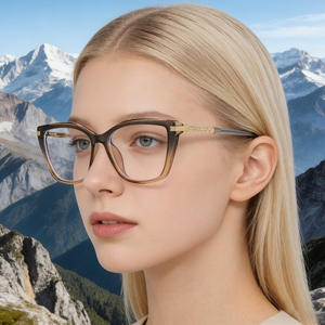 Nouvelles lunettes optiques œil-de-chat pour femmes, monture en plastique et métal, protection contre la lumière bleue, taille moyenne, HL 82235, origine Taizhou - Product Image 3