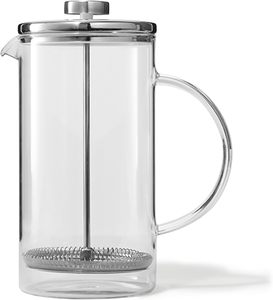 Cafetière à piston en plastique noir avec filtre, pichet à lait chaud de 600 ml avec couvercle pour le camping - Product Image 1