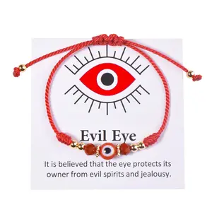 В наличии, новый модный красный браслет Evi Eye ручной работы с тканым узлом регулируемые счастливые браслеты