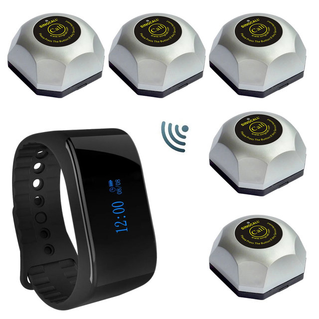 Wireless Service Calling System Wrist Watch Pager System Waterproof and Drop-proof Rechargeable Receiver for Restaurant Service
