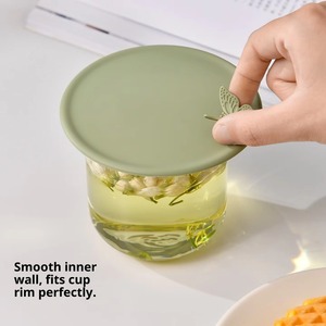 Tapa de silicona de grado alimenticio de 100 mm para taza de café, diseño de mariposa, resistente a salpicaduras, sin BPA, reutilizable, tapa de repuesto para tazas de 10 oz - Product Image 4