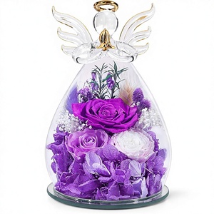 Flores Eternas al por Mayor, Regalos de San Valentín y Cumpleaños para Mamá y Mujeres, Rosa Preservada, Figuras de Ángel de Vidrio Ecológicas con Luz LED - Product Image 1