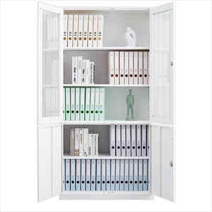 Archivador ejecutivo de metal con 2 puertas de acero y 2 vidrios, almacenamiento de doble acceso para oficina corporativa, Bufete de Abogados Bancarios - Product Image 3