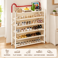 Étagère à chaussures pliable multi-niveaux en acier carbone robuste, organisateur de chaussures en métal sans installation, gain de place pour la maison