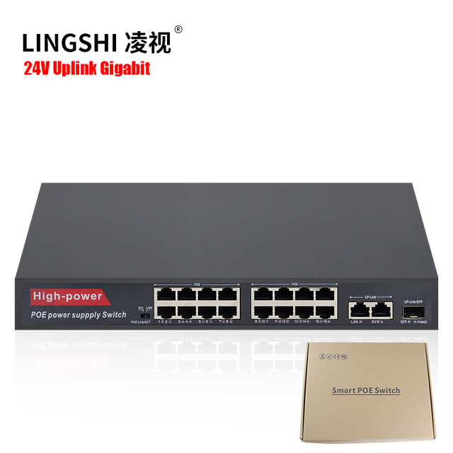 10/100Mbps 24v Scalability Unmanaged 16 Port POE Switch with Gigabit Uplink Port 1 SFP Reversed Port Vlan Support
