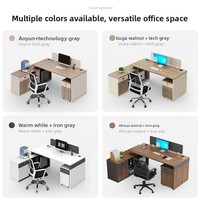 Ensemble de bureau et chaise pour deux personnes avec écran, design moderne minimaliste en bois, en forme de barre