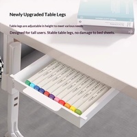 Bureau de lit pliable, table réglable pour ordinateur portable, support portable pour ordinateur portable pour la maison, le bureau et les études, avec réglage de la hauteur, blanc nacré