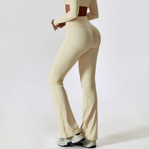 <span class=keywords><strong>Pantalon</strong></span> évasé européen et américain à sensation de nu Leggings de sport décontractés de danse plissés à <span class=keywords><strong>taille</strong></span> <span class=keywords><strong>haute</strong></span> - Product Image 5