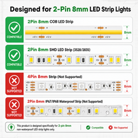 Lot de 25 connecteurs transparents sans soudure à 2 broches de 8 mm pour ruban LED, fixation par vis, joint sans interstice pour COB monocouleur