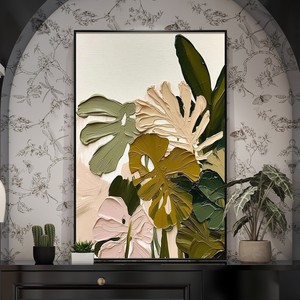Pintura al óleo abstracta hecha a mano, cuadro rectangular con marco negro, arte de pared para decoración de la sala de estar y la entrada. - Product Image 2