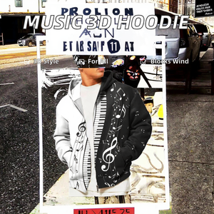 Sweat à capuche unisexe d'hiver en polaire gaufré à motif musical, personnalisable, style streetwear créatif - Product Image 2