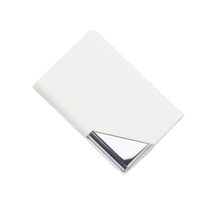 Tempat kartu bisnis kulit PU Stainless Steel, pemegang kartu kredit Logo kustom Stainless Steel