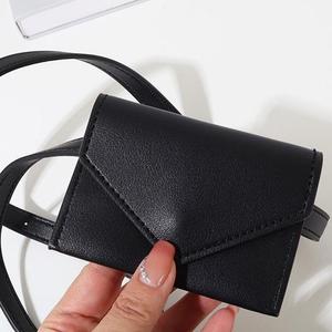 Marsupio Unisex Antifurto in PU con Bottone, Portafoglio Nero Porta Carte, Borsa Casual da Cintura con Cintura Inclusa - Product Image 4