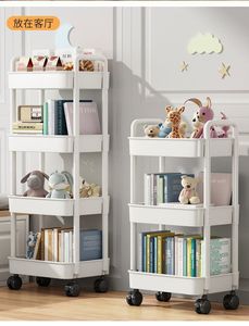 Wheeled 3/4 Tier Mobile <b>Storage</b> <b>Rack</b> Trolley Organizer Plastic <b>Kitchen</b> Organizers Household Cart Mobile Trolley Bookshelf - Product Image 4