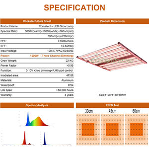 Alta PPFD tres atenuación Evo tienda <span class=keywords><strong>de</strong></span> plantas plegable invernadero Veg lámpara UV IR espectro completo 8 barras 1200W LED regulable crecer Luz - Product Image 3