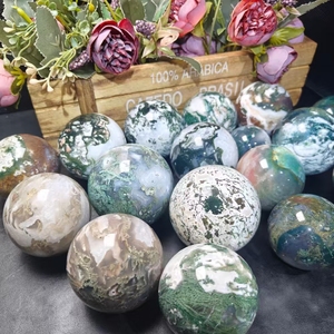 Prezzo all'ingrosso vendita calda cristallo artigianale muschio agata sfera intaglio energia di guarigione di pietra per i regali desiderati da <span class=keywords><strong>voglie</strong></span> - Product Image 2