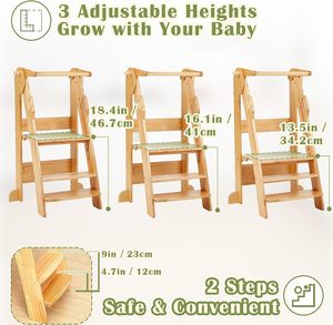 <span class=keywords><strong>Torre</strong></span> Montessori para niños pequeños, taburete de cocina ajustable en altura para niños, <span class=keywords><strong>torre</strong></span> de pie plegable para aprender con <span class=keywords><strong>Sa</strong></span> - Product Image 5