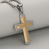 Collier unisexe vintage en acier inoxydable avec pendentif croix, chaîne à maillons PVD or 18 carats pour fête, bijoux hip-hop punk