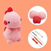Kızlar için sıcak satış tığ kiti DIY sevimli pembe dinozor tığ kanca seti iplik toptan tığ bebek dikiş ve dokuma oyuncak