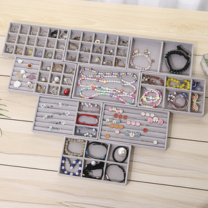 Gray flannel tray in drawer jewelry box jewelry stud earrings ring necklace jewelry storage box small size