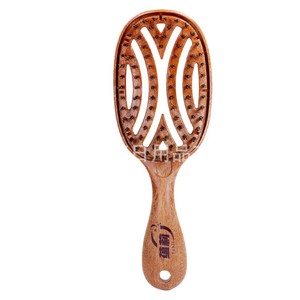 Peigne lissant pour cheveux avec poils en bois, design creux pour massage et volume, cheveux longs, antistatique - Product Image 1
