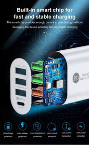EU/US/UK <b>Plug</b> PD 36W Fast Charging Mobile Phone <b>Charger</b> 5V4A PD+3USB Multi Port Adapter Charging Head - Product Image 5