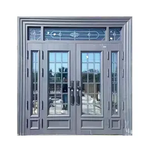 Custom Design Front With Side Glass Panels Security Exterior Fiberglass Doors For House