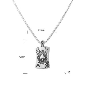 Stainless Steel <b>Playing</b> <b>Card</b> Ace Pendant Necklace Men Punk Retro Style Heart Shape Themed Charm Gift Jewelry 12014 - Product Image 4