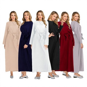 Abaya Holgada de Poliéster con Cierre y Largo hasta el Tobillo, Color Sólido, Estilo Turco, para Mujeres Adultas del Medio Oriente - Product Image 3