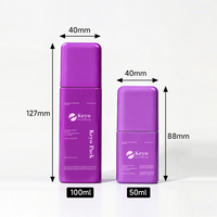 Nouvelle conception, flacon de lotion en plastique PET de 50 ml et 100 ml, rechargeable, couleur personnalisée, emballage pour soins de la peau, flacon carré avec compte-gouttes, sérum pour soins de la peau