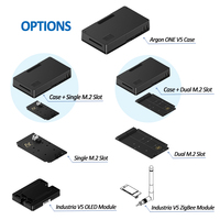 Casing Argon ONE V5 dengan Papan Ekspansi M.2 NVME Tunggal/Ganda Opsional Modul Industria V5 OLED / ZigBee untuk Raspberry Pi 5