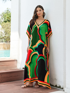 2025 stampa da spiaggia elegante caftano per la casa abiti caftano da donna - Product Image 4