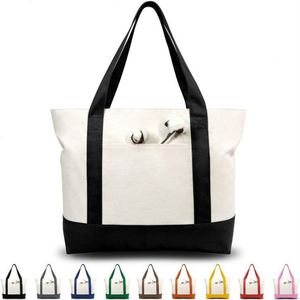 <b>Large</b> Capacity Stylish Handle Bag Eco-Friendly Cotton Canvas Shopping Women's Tote Bags With Customization <b>Printing</b> Logo - Product Image 2