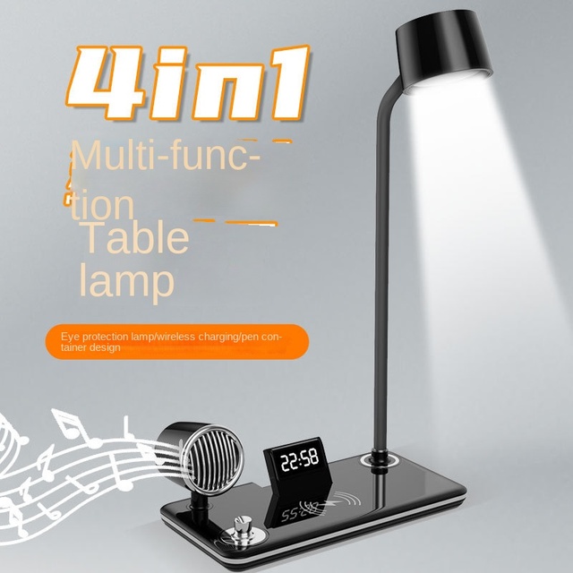 Cross-border Smart Wireless Charging Phone Desk Lamp Digital Display Time Eye protection Lamp for Speaker Multifunctional