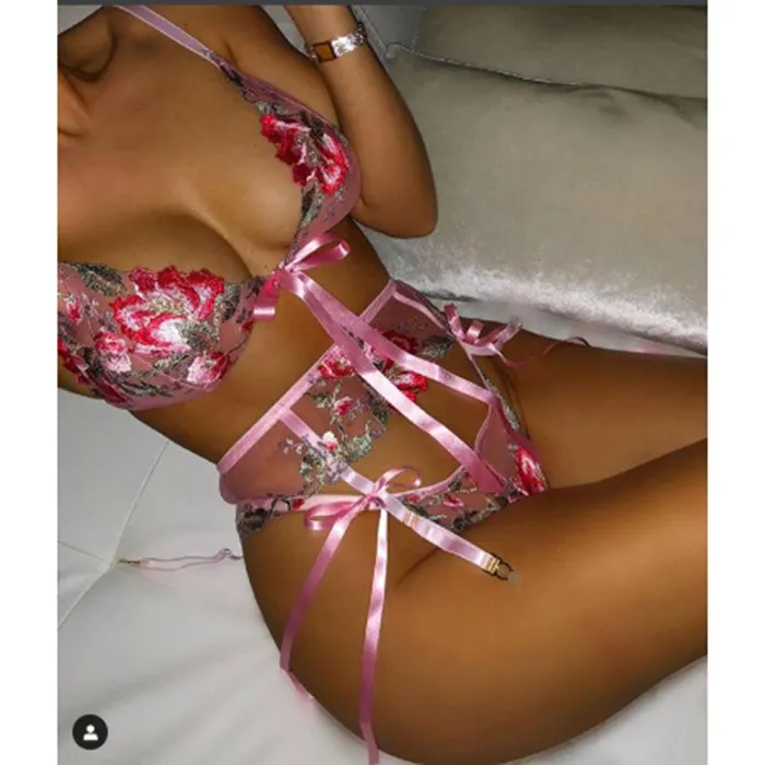Womens Custom Erotica Lace Ondergoed Transparante Lenceria Push Up Bh & Korte Sets Teddy Valentines Sex Nachtkleding Sexy Lingerie